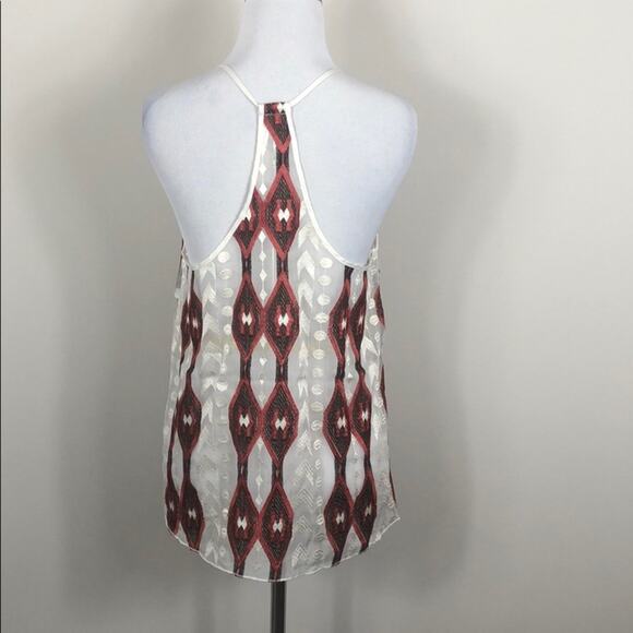 Line & Dot Top Sheer Silk Tribal Racerback Tank - Picture 3 of 4
